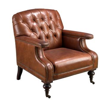 Fauteuil Chester en cuir marron cognac