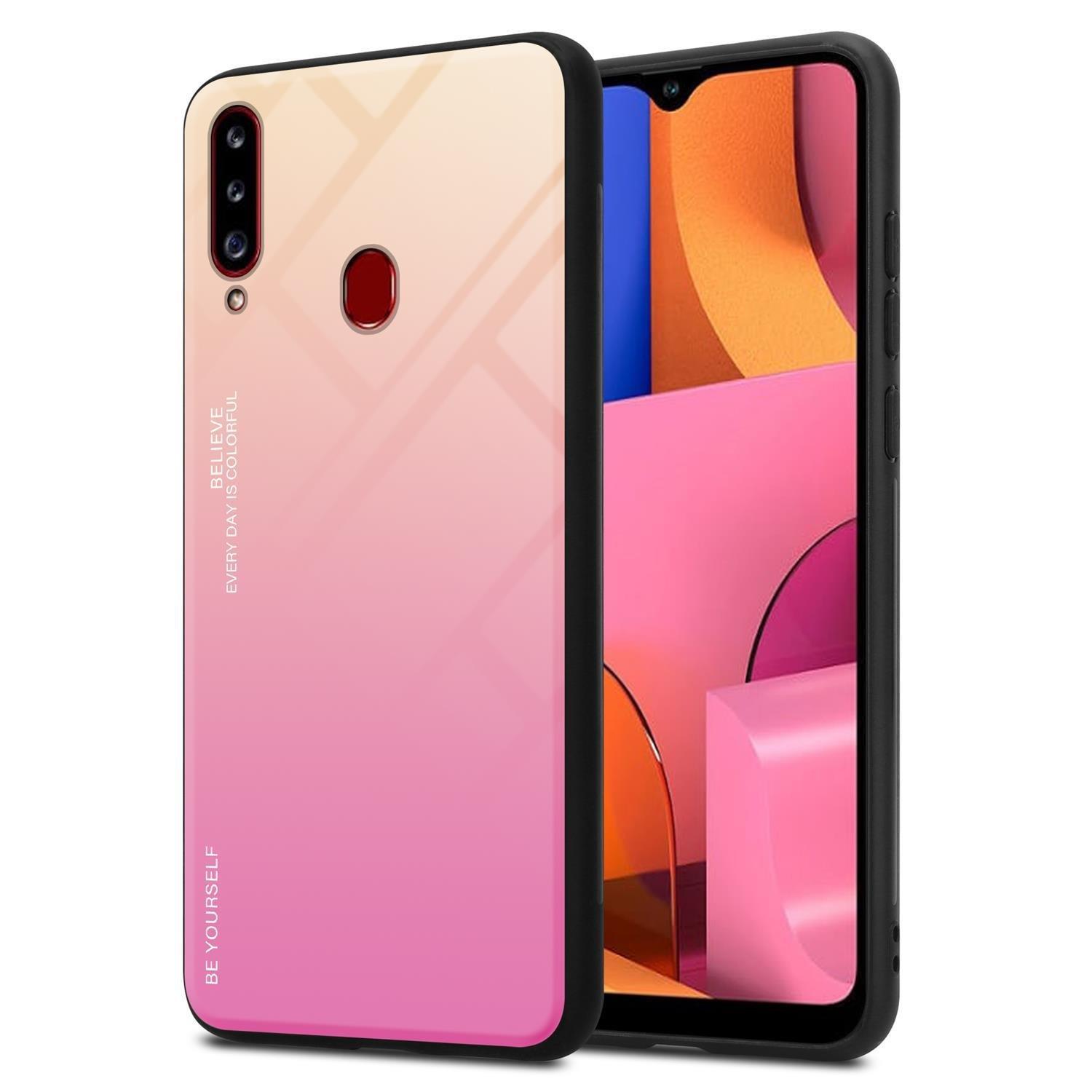 Cadorabo  Housse compatible avec Samsung Galaxy A20s - Coque de protection bicolore en silicone TPU et dos en verre trempé 