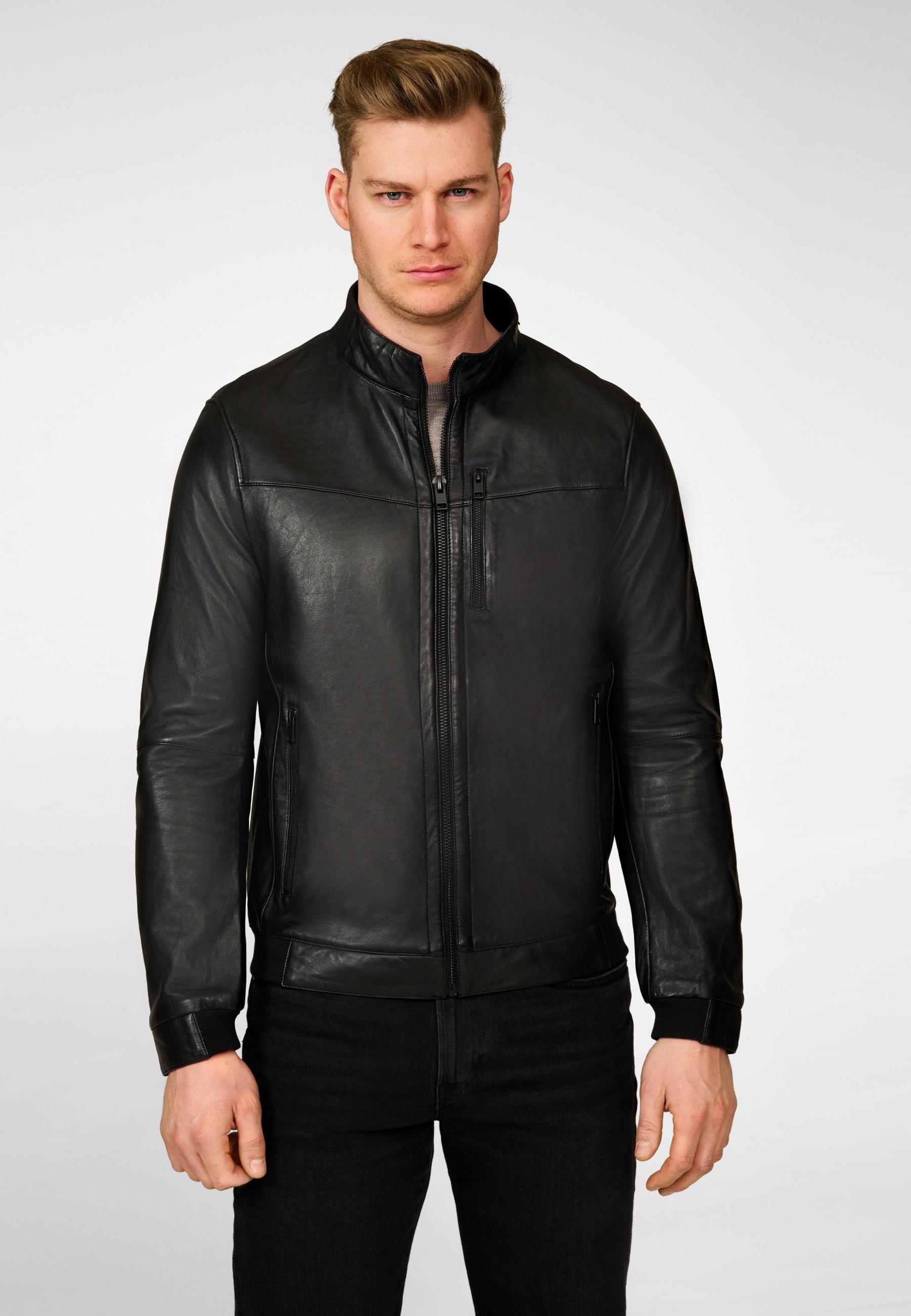 RICANO  Veste en cuir pour hommes Durano - blouson sportif avec col montant 