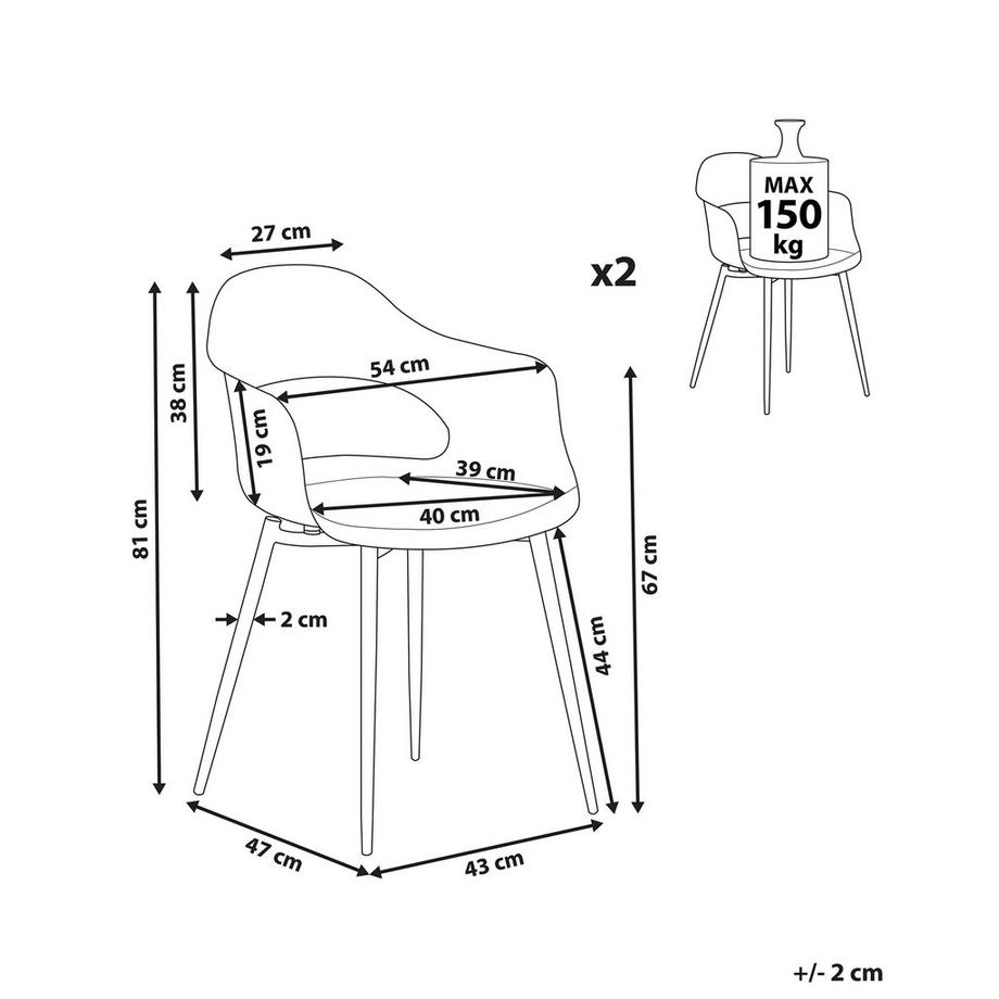 Beliani Set di 2 sedie da pranzo en Materiale sintetico  UTICA  