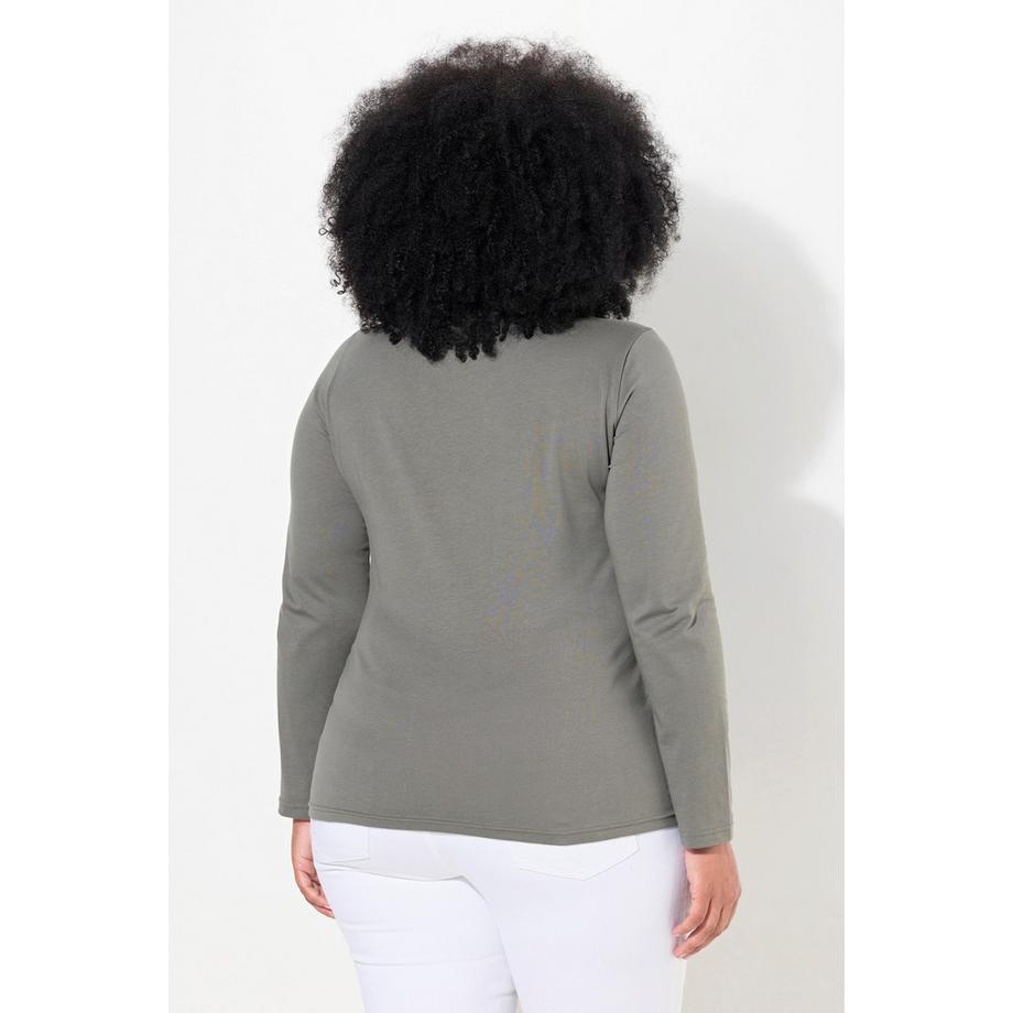 Ulla Popken Maglia Slim Fit Scollo a V Maniche Lunghe  