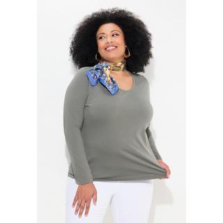 Ulla Popken  Maglia aderente con scollo a V e maniche lunghe 