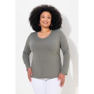 Ulla Popken  Maglia aderente con scollo a V e maniche lunghe 