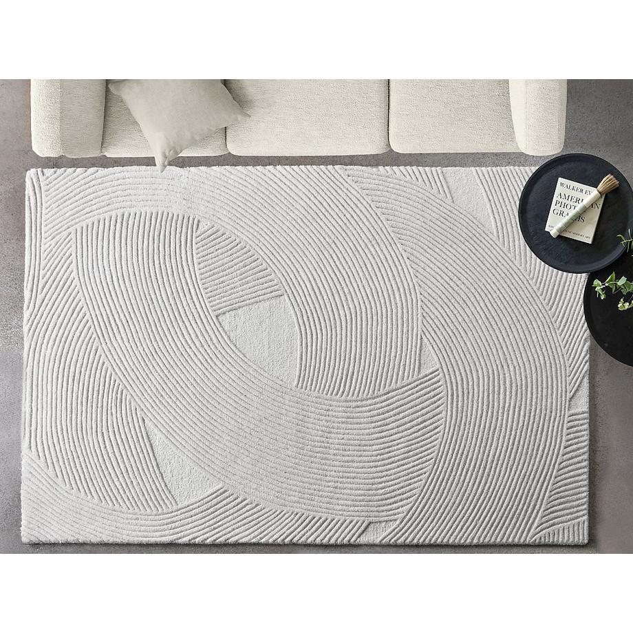 Vente-unique  Teppich - Relief-Optik - 100 % Wolle - handgefertigt - 160 x 230 cm - 2200 g/m2 - Elfenbeinfarben - BASSAM 