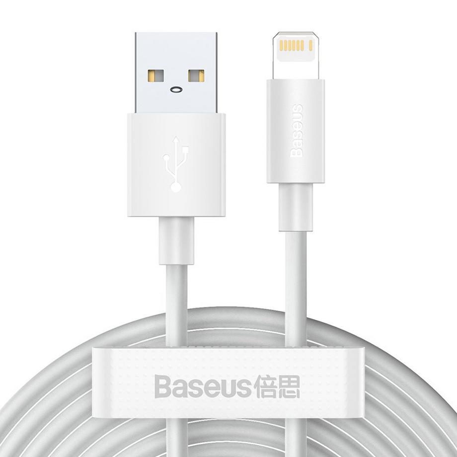 Baseus Simple Wisdom 2x USB-A-auf-Lightning-Kabel PD 2,4 A, 1,5 m – Weiß
