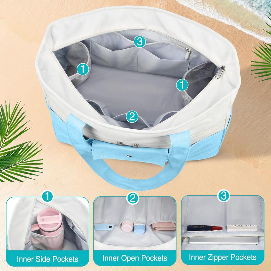 Only-bags.store Große Einkaufstasche XXL mit Reißverschluss - Handtasche & Strandtasche, wasserdichte Innentasche  