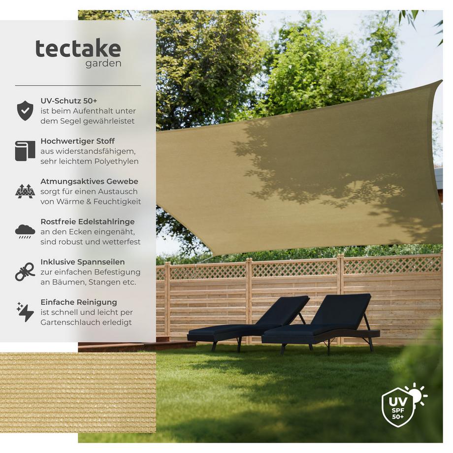 Tectake Voile d'ombrage carrée  carrée avec une protection UV 50+  