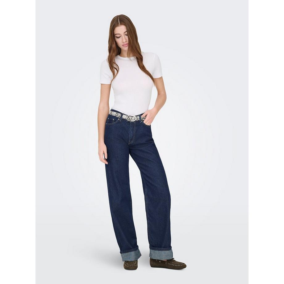 Weite Jeans mit Rand