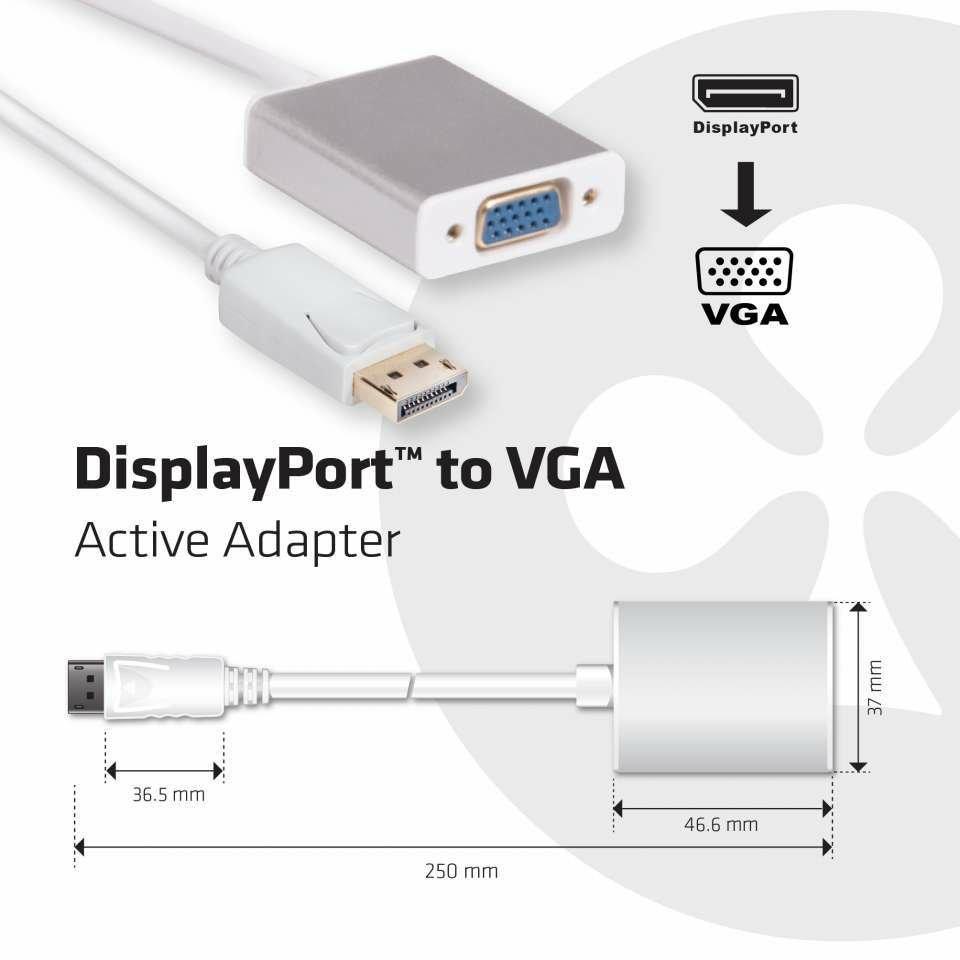 Club3D  CLUB3D DisplayPort auf VGA Aktiver Adapter 