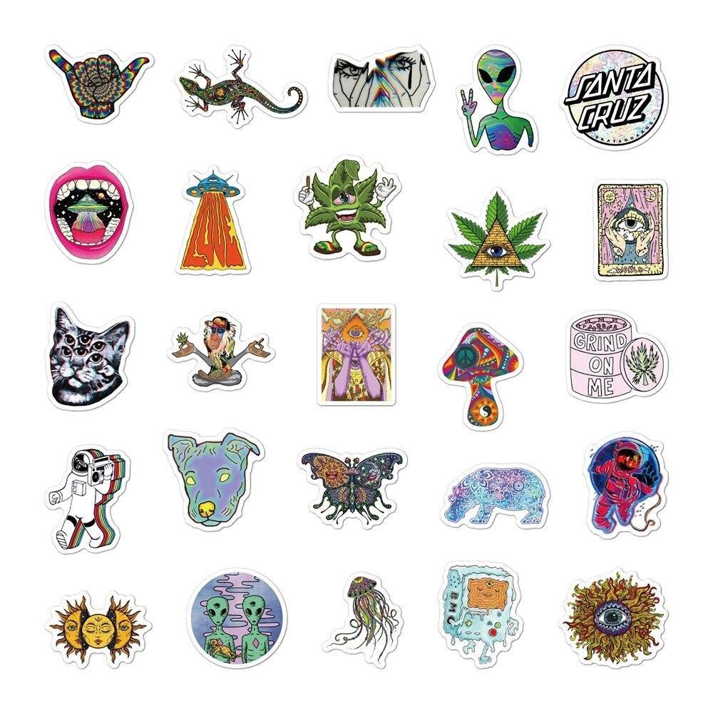 Gameloot Autocollants - motifs psychédéliques - 50 pcs  