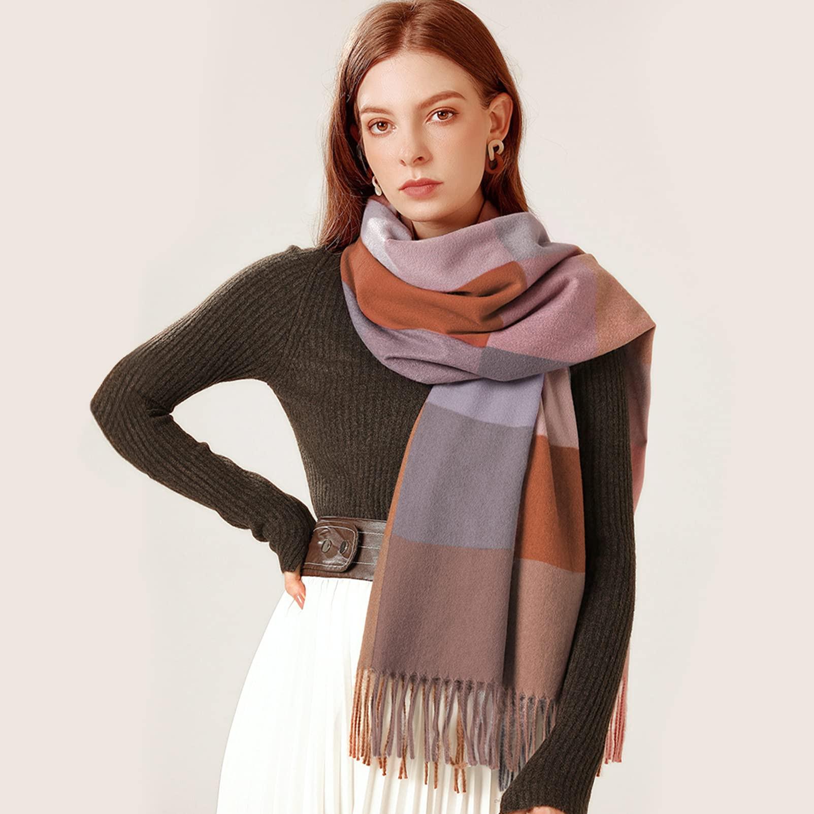 Only-bags.store Karierter Oversized Quadratischer Decken Schal Fransen  