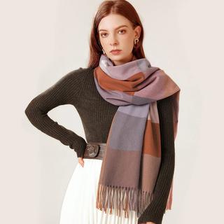 Only-bags.store Karierter Oversized Quadratischer Decken Schal Fransen  