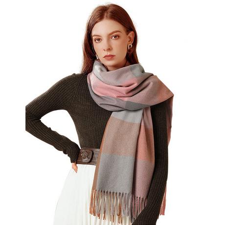 Only-bags.store Karierter Oversized Quadratischer Decken Schal Fransen  