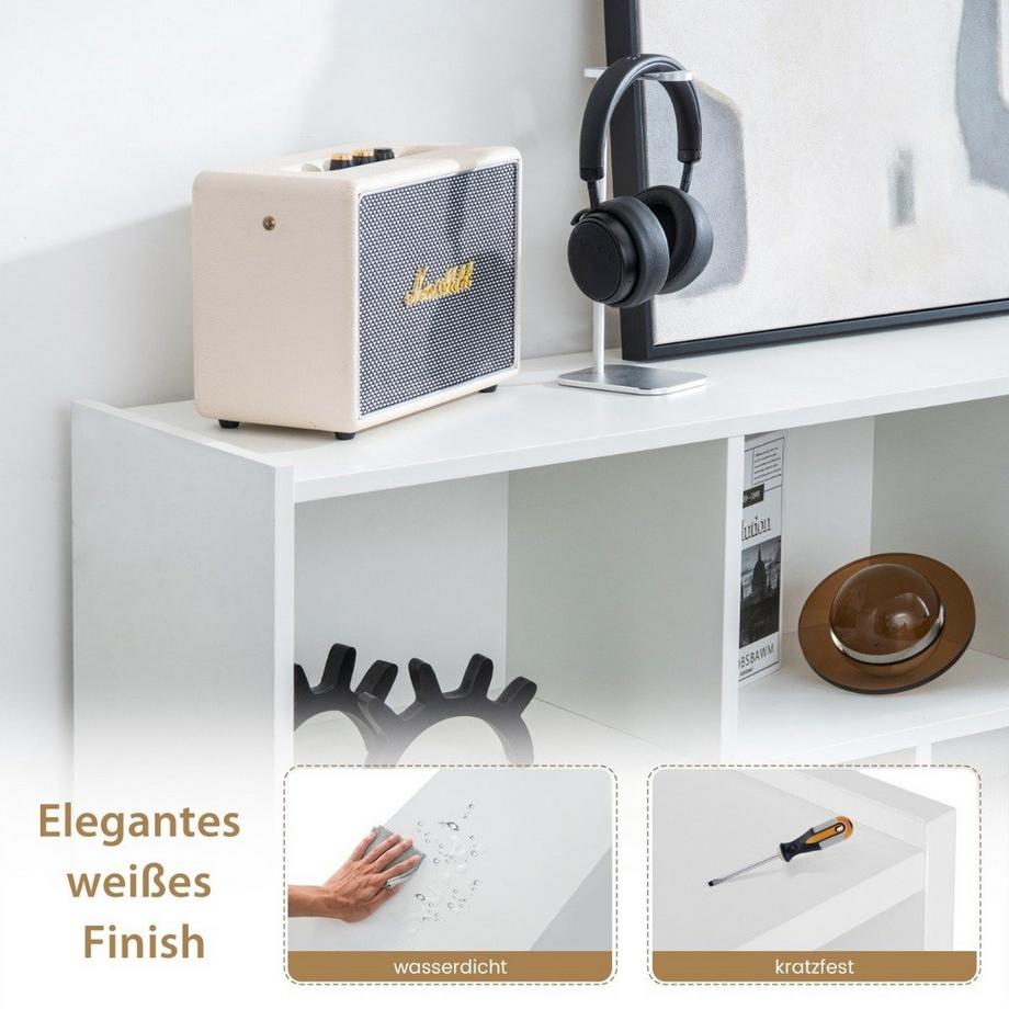 B2X Bücherregal mit 8 Fächern 3-stufiges Standregal für Wohnzimmer  