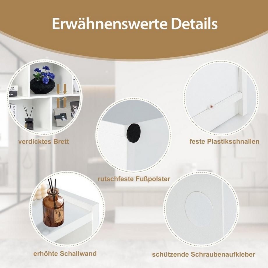 B2X Bücherregal mit 8 Fächern 3-stufiges Standregal für Wohnzimmer  