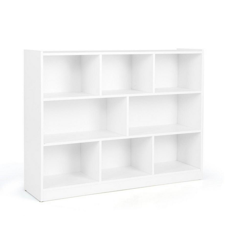 Bücherregal mit 8 Fächern 3-stufiges Standregal für Wohnzimmer
