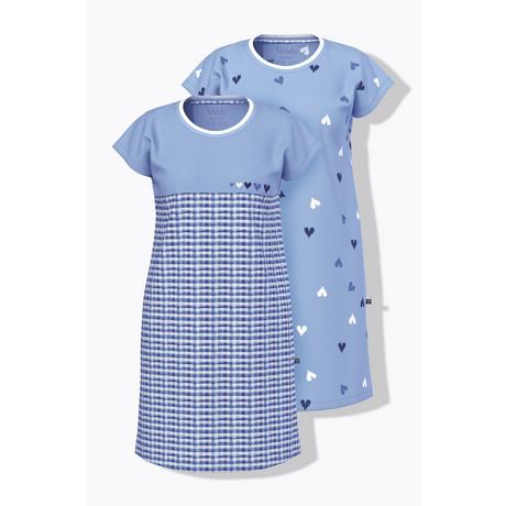 Ulla Popken Bigshirts 2er-Pack Karo Herzen Rundhals Halbarm  