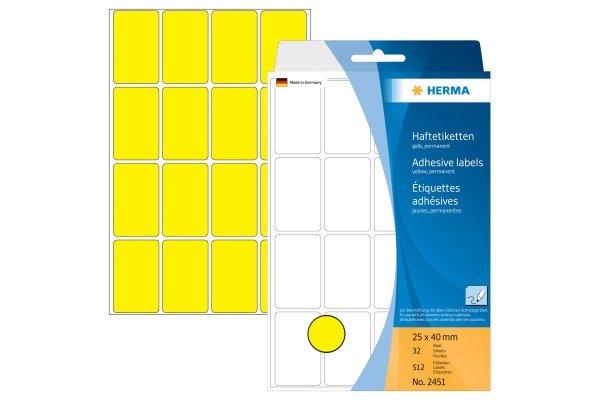 HERMA HERMA Etiketten 25×40mm 2451 gelb 512 Stück  