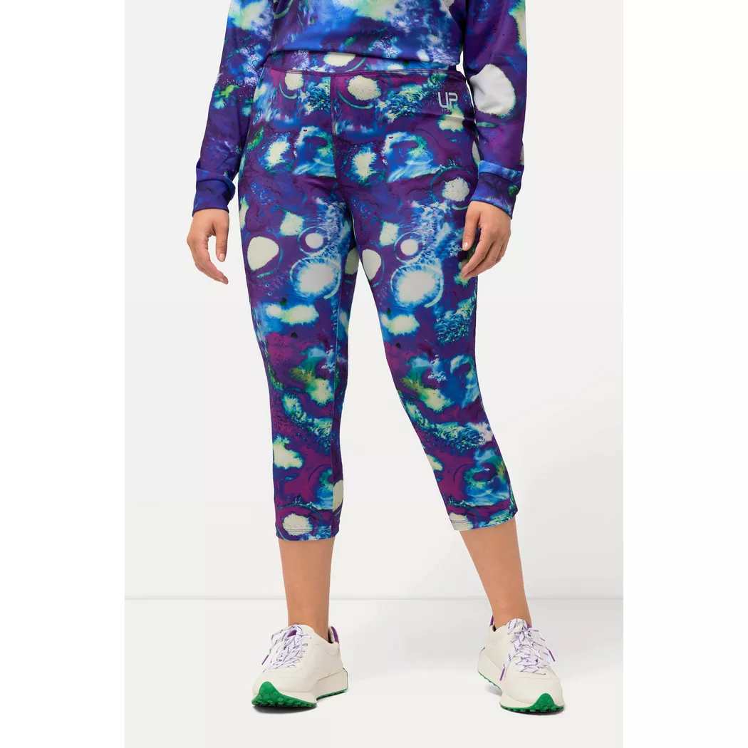 Ulla Popken - 3/4-Funktionsleggings, Zipptasche, High Waist, recycelt, 58/60, Blau