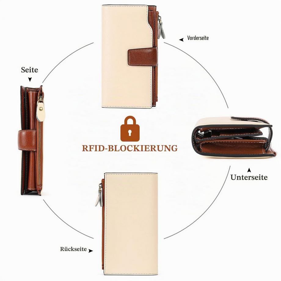 Only-bags.store Portefeuille en cuir Portefeuille RFID avec 20 emplacements pour cartes et compartiment pour téléphone portable  