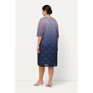 Ulla Popken Robe Midi Dentelle Plissée Col V Manches Courtes  