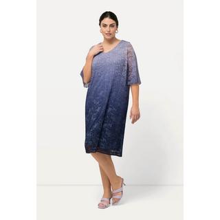 Ulla Popken Robe Midi Dentelle Plissée Col V Manches Courtes  