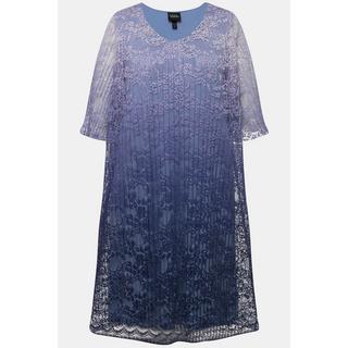 Ulla Popken Robe Midi Dentelle Plissée Col V Manches Courtes  