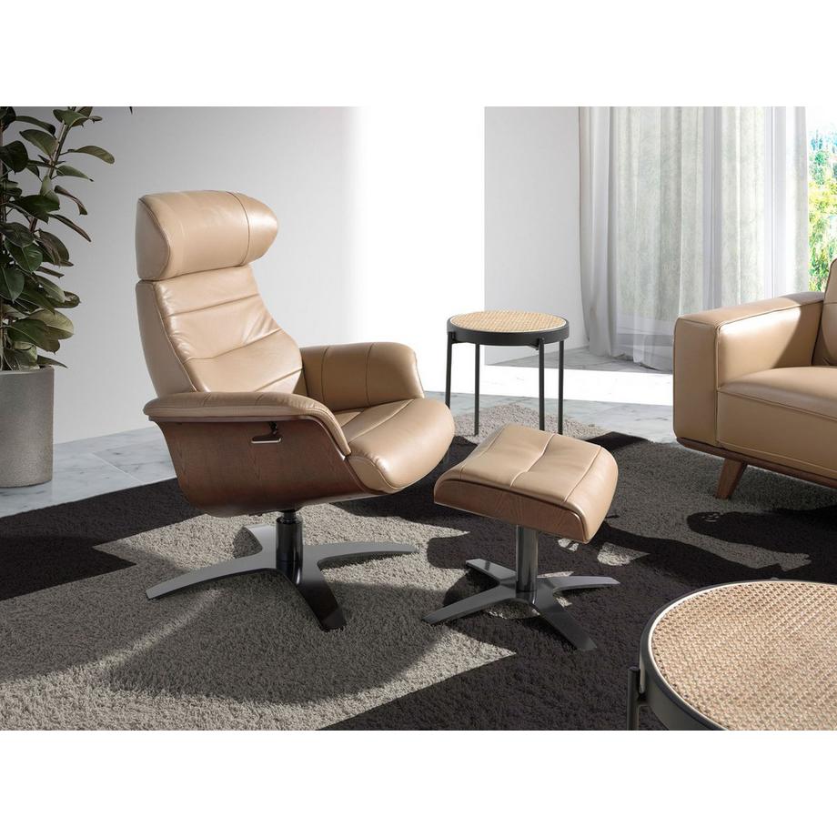 ANGEL CERDA Repose-pieds en cuir sable  