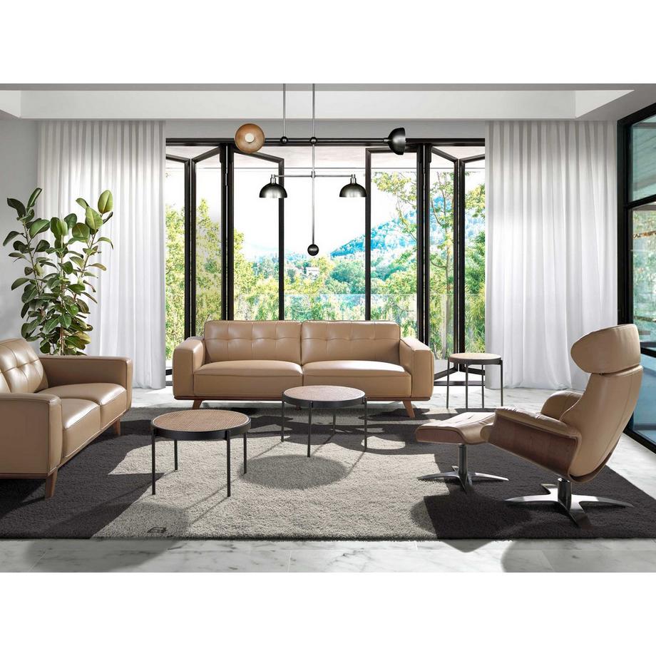 ANGEL CERDA Repose-pieds en cuir sable  