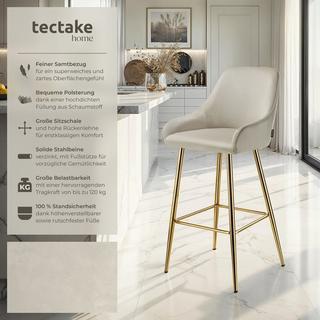 Tectake Tabouret de bar AVANE en aspect velours rembourré  
