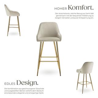 Tectake Tabouret de bar AVANE en aspect velours rembourré  