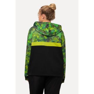 Ulla Popken Felpa con Cappuccio Oversize Maniche Lunghe Asciugatura Rapida Stampa Minerale  