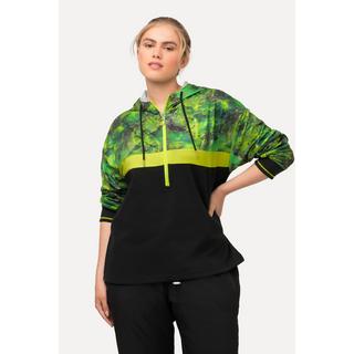 Ulla Popken Felpa con Cappuccio Oversize Maniche Lunghe Asciugatura Rapida Stampa Minerale  