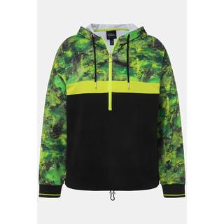 Ulla Popken Felpa con Cappuccio Oversize Maniche Lunghe Asciugatura Rapida Stampa Minerale  