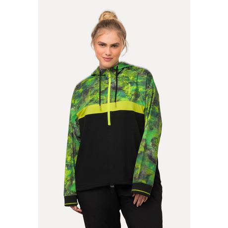 Ulla Popken Felpa con Cappuccio Oversize Maniche Lunghe Asciugatura Rapida Stampa Minerale  