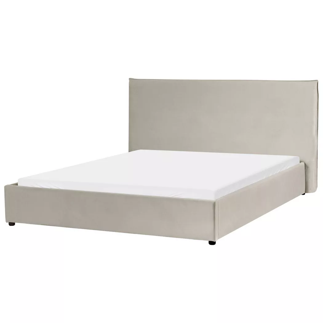 Beliani - Wasserbett aus Samtstoff  LAVAUR, Taupe
