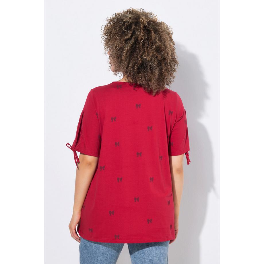 Ulla Popken T-shirt Nœuds Coupe Évasée Décolleté en V Manches Courtes  