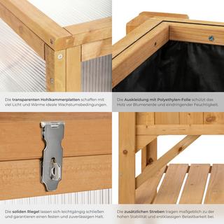 Tectake Cassone per orto rialzato con ripiano e semenzaio a letto caldo   in legno, con ripiano e semenzaio  