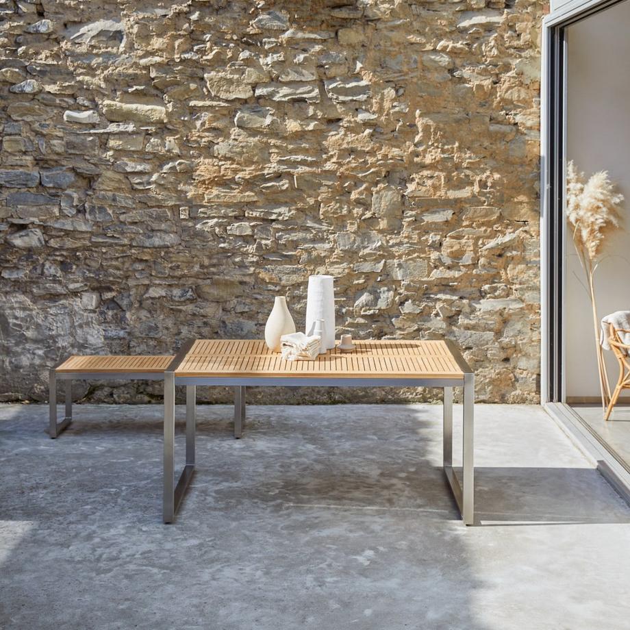 Tikamoon Outdoor Tisch aus massivem Teak und Edelstahl 4/6 Pers. Arno  