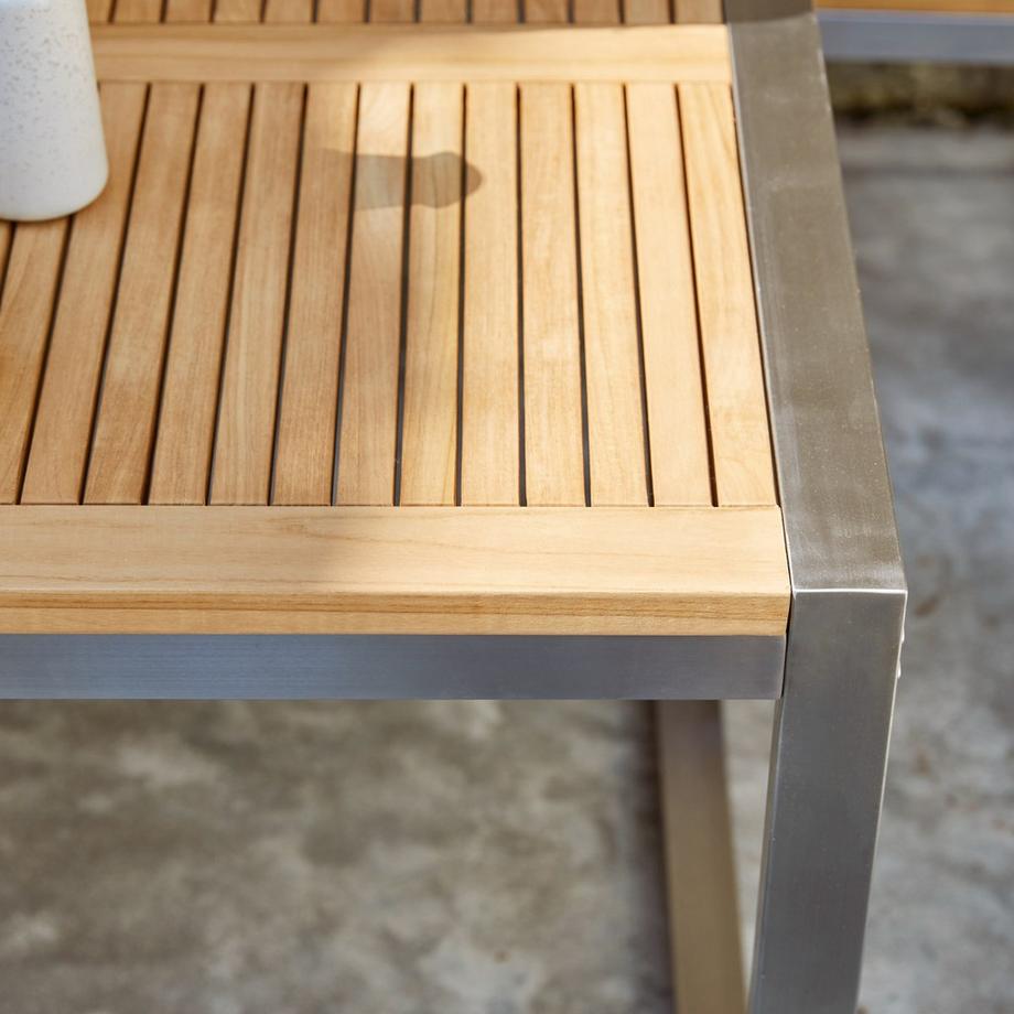 Tikamoon Outdoor Tisch aus massivem Teak und Edelstahl 4/6 Pers. Arno  