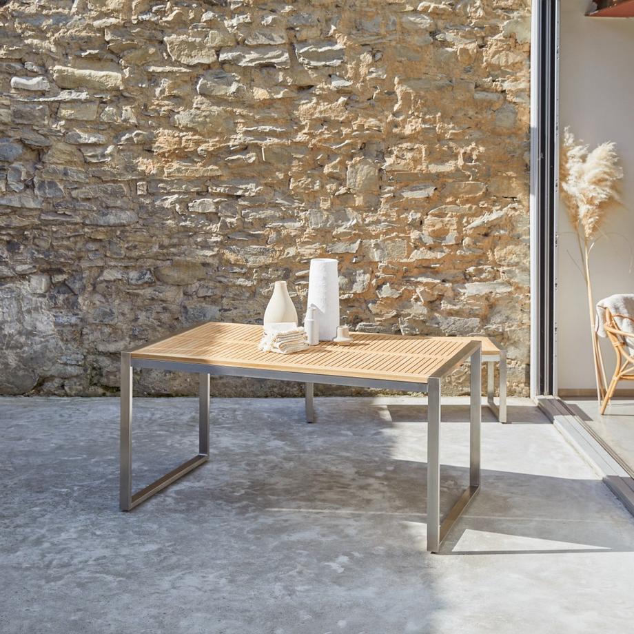 Tikamoon Outdoor Tisch aus massivem Teak und Edelstahl 4/6 Pers. Arno  