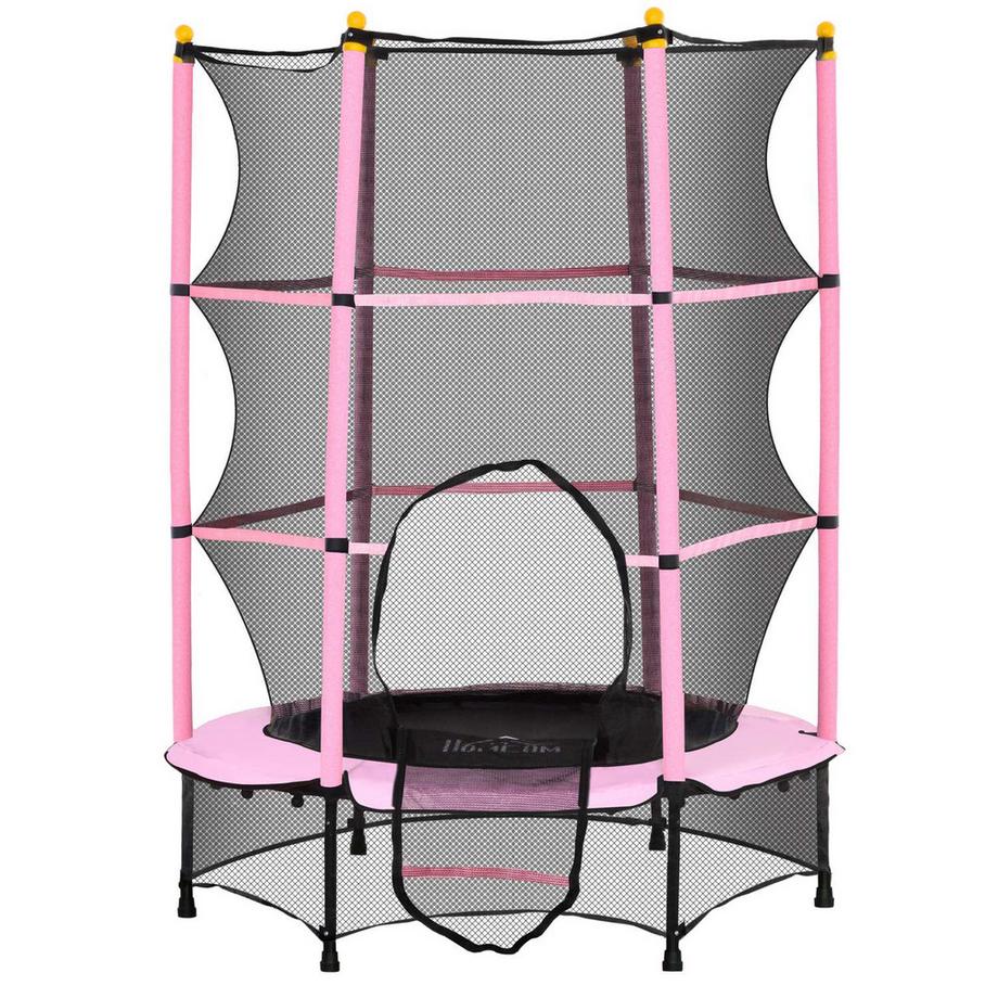 Northio  Kindertrampolin Ø140 cm, Trampolin mit Sicherheitsnetz, Randabdeckung, Gartentrampolin für Kinder 3-10 Jahre, bis 50 kg belastbar, Rosa 