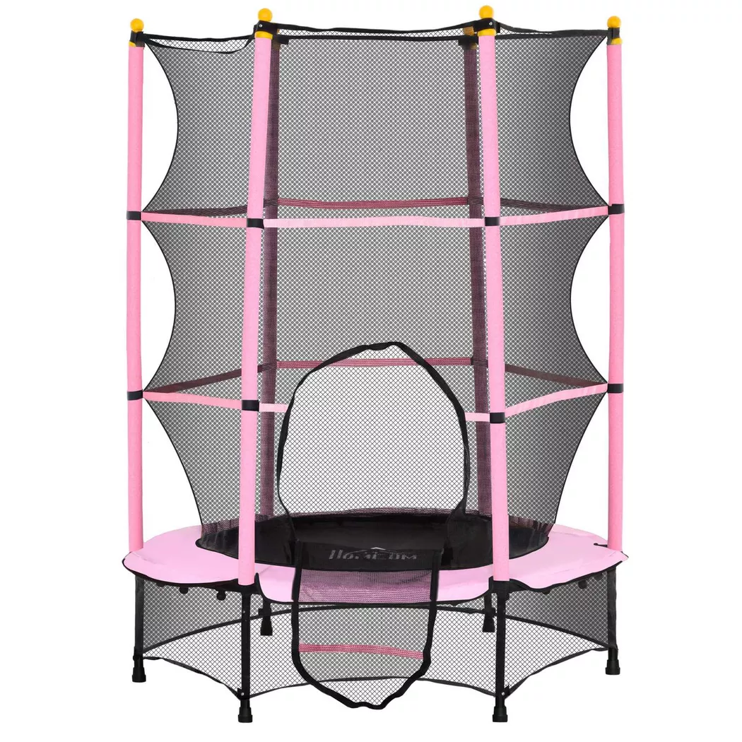 Northio - Trampolino per bambini Ø140 cm, trampolino con rete di sicurezza, copertura del bordo, trampolino da giardino per bambini 3-10 anni, portata fino a 50 kg, rosa, 140 cm