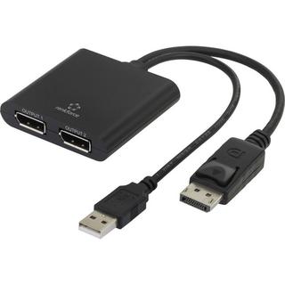 Renkforce  Renkforce RF-4758087 DisplayPort Adattatore [1x Spina DisplayPort - 2x Presa DisplayPort] Nero 20.00 cm 