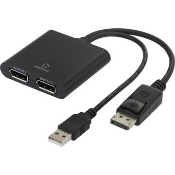 Renkforce RF-4758087 DisplayPort Adattatore [1x Spina DisplayPort - 2x Presa DisplayPort] Nero 20.00 cm