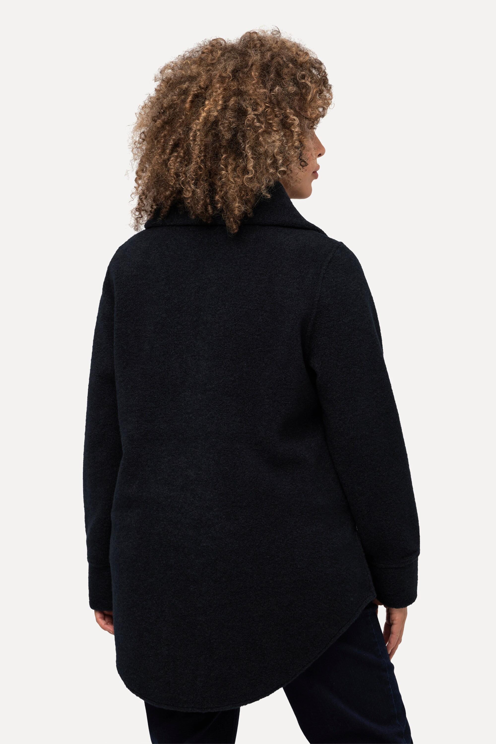 Ulla Popken  Sweat-shirt en polaire à col montant et manches longues, fermeture à glissière - silhouette en A 