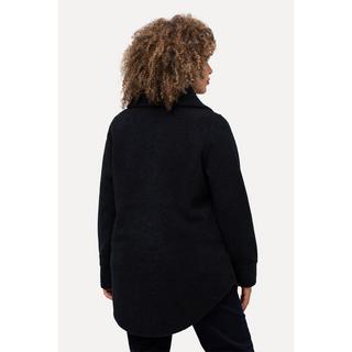 Ulla Popken  Sweat-shirt en polaire à col montant et manches longues, fermeture à glissière - silhouette en A 