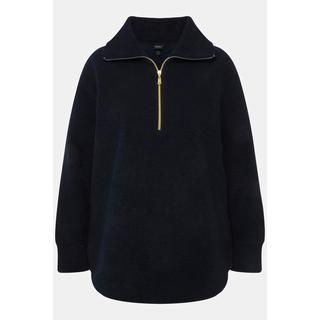 Ulla Popken  Sweat-shirt en polaire à col montant et manches longues, fermeture à glissière - silhouette en A 