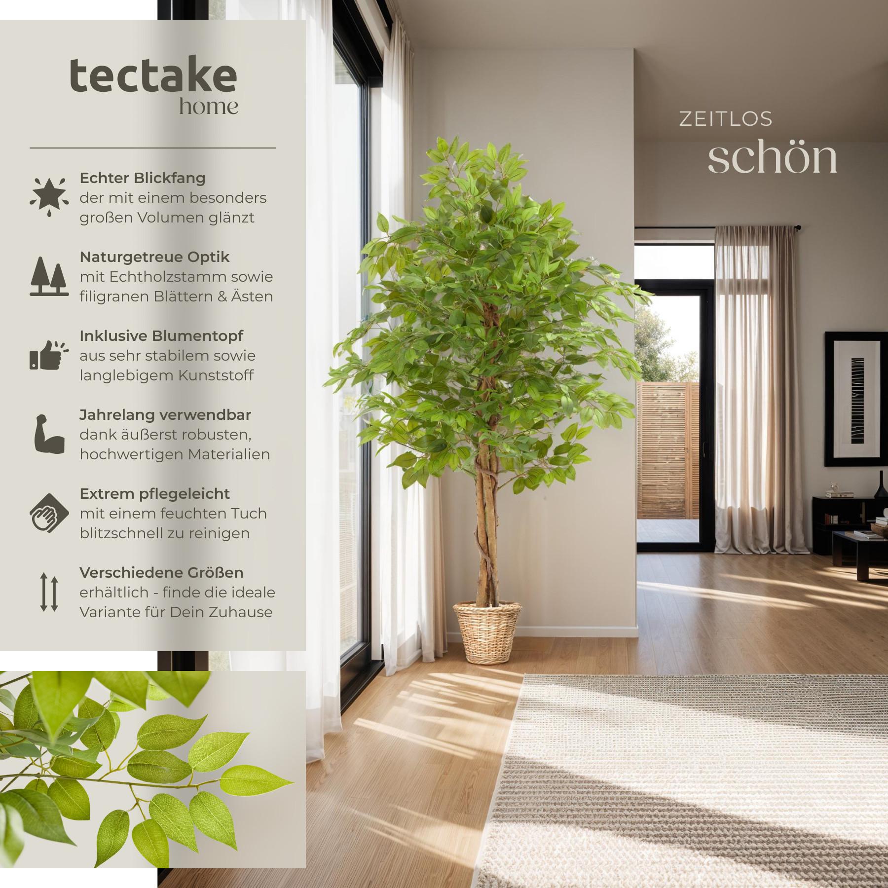 Tectake Albero di Ficus artificiale Fida, texture realistica  