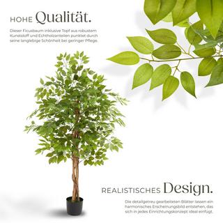 Tectake Albero di Ficus artificiale Fida, texture realistica  